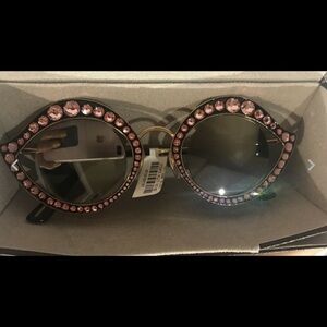 Gucci Black Sunglasses with Pink Crystal Accents